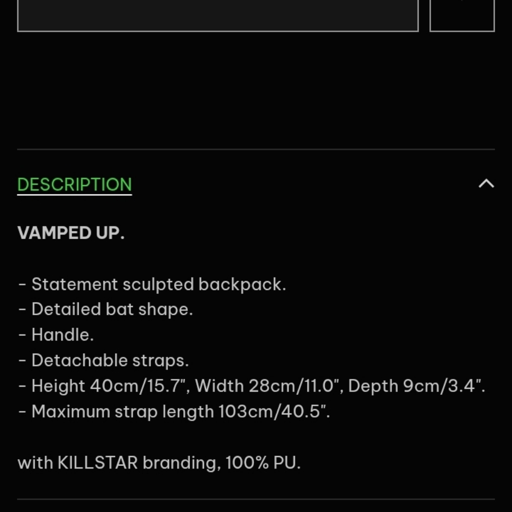Killstar Vamped Up Bat Backpack, Black - Picture 12 of 12